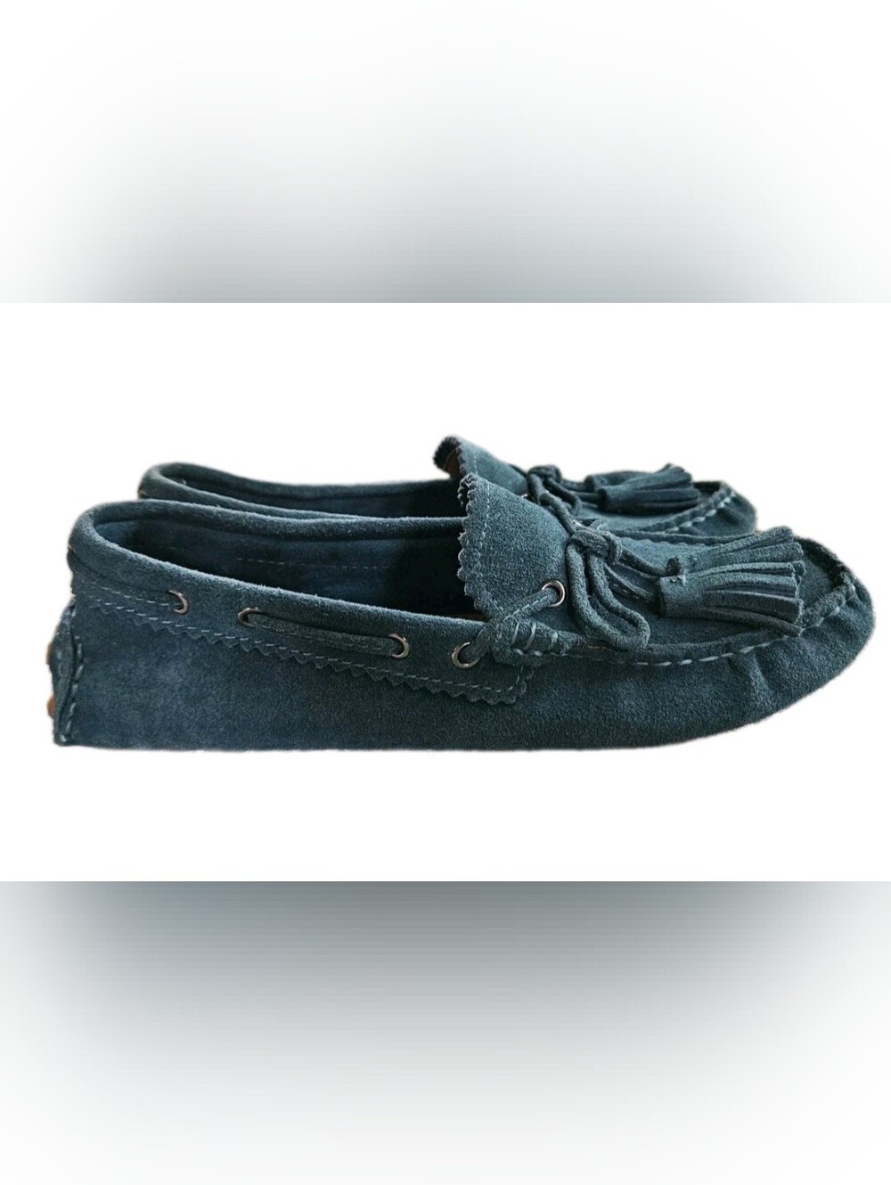 Coach Forest Green Suede Tassel Driving Moccasins Loafers NWOT Women's 5.5